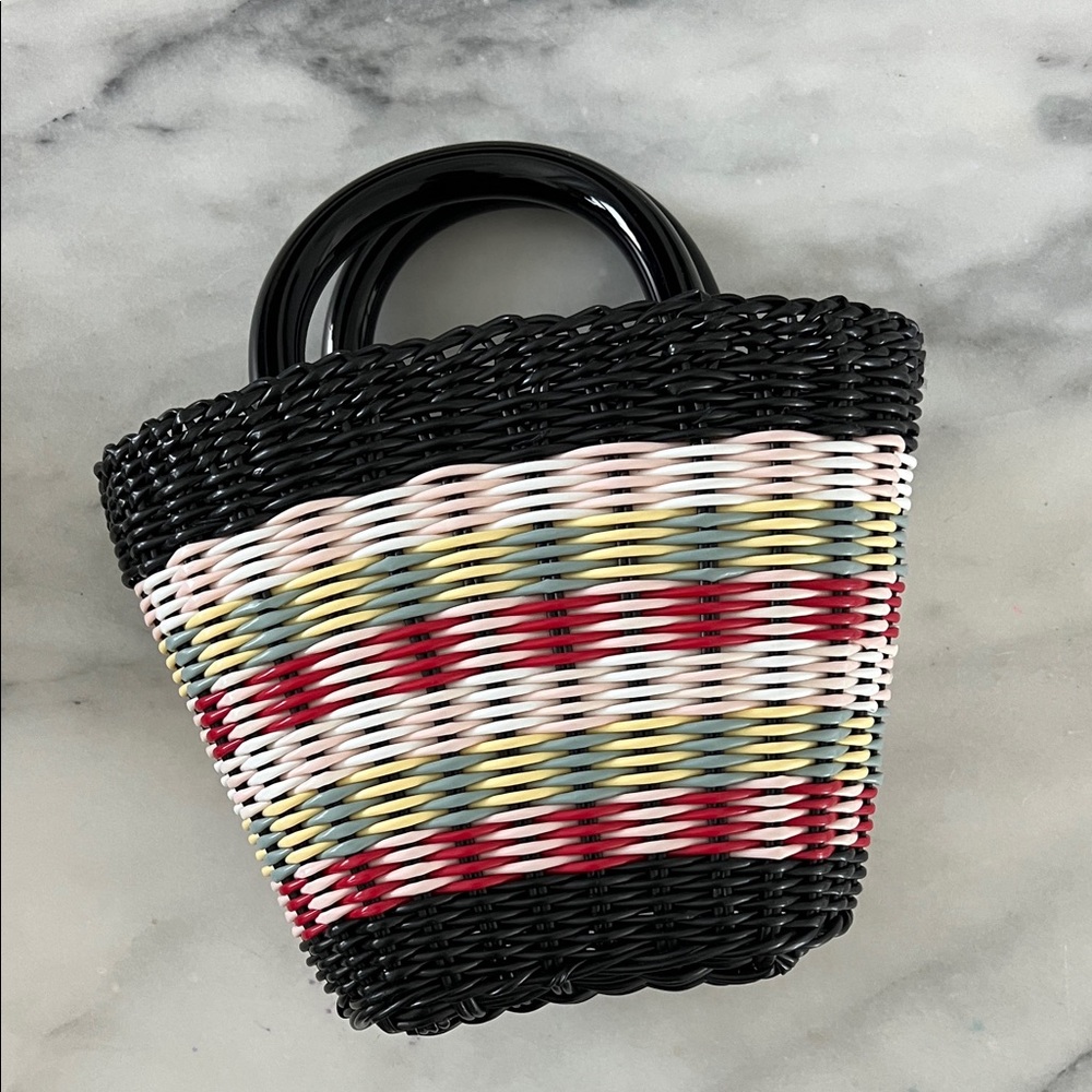 Zara Black and Multicolor Woven Tote